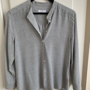 Black and white patterned silk top